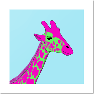 Neon Giraffe Posters and Art